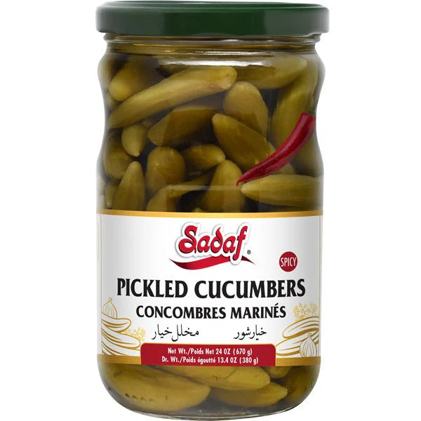 Sadaf Pickled Cucumbers Spicy with Dill 24 oz, Khiarshoor