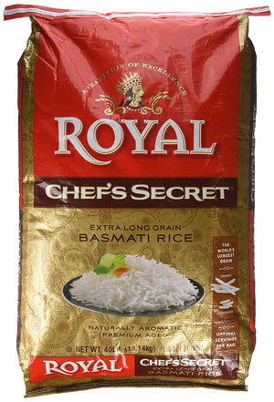 Royal Chef's Secret Extra Long Grain Basmati Rice, 40 Pound