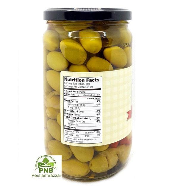 Golchin Cracked Green Olives with Chili Peppers